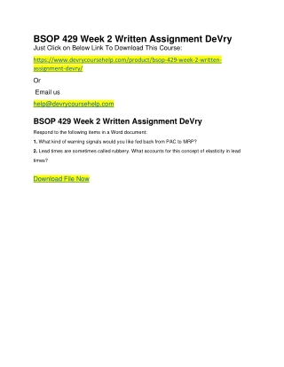 Bsop 429 week 2 written assignment devry