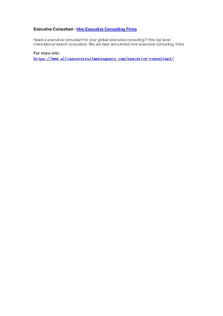 Executive Consultant - Hire Executive Consulting Firms
