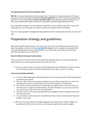 The Ultimate Guide for SSC CGL Preparation 2020!