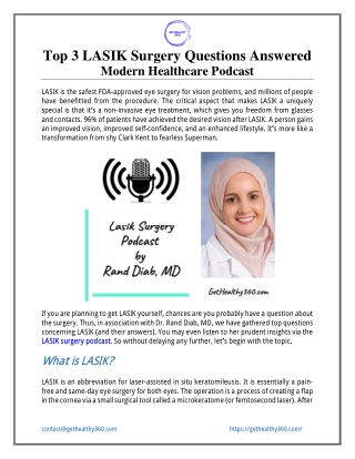 Top 3 LASIK Surgery Questions Answered – Modern Healthcare Podcast