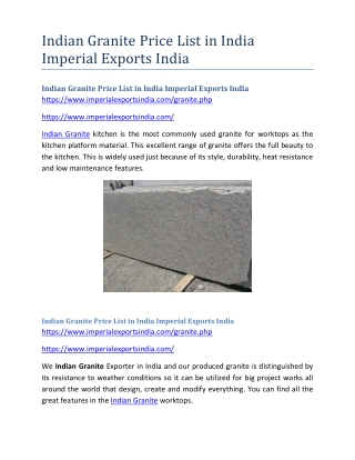 Indian Granite Price List in India Imperial Exports India