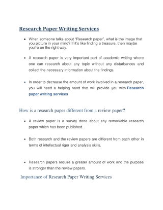 Research paper Writing Services