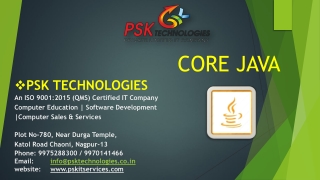 CORE JAVA BY PSK TECHNOLOGIES PVT LTD NAGPUR