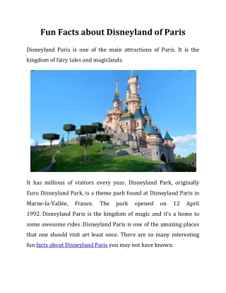 Fun Facts about Disneyland of Paris