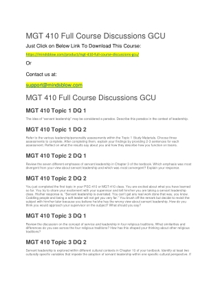 MGT 410 Full Course Discussions GCU