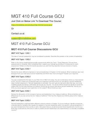 MGT 410 Full Course GCU