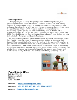 Buy Online Plastic Flower Pots In Pune ,India