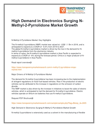 High Demand in Electronics Surging N-Methyl-2-Pyrrolidone Market Growth