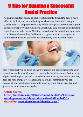 9 Tips for Running a Successful Dental Practice
