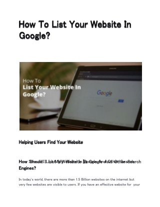 How To List Your Website In Google?