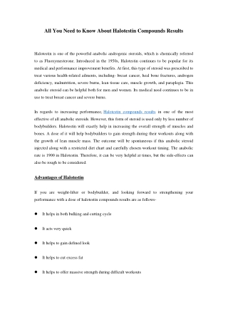 Halotestin Compounds Results