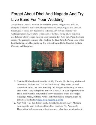 Forget About Dhol And Nagada And Try Live Band For Your Wedding