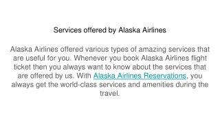 Services offered by alaska airlines