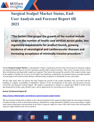 Surgical Scalpel Market Status, End-User Analysis and Forecast Report till 2023