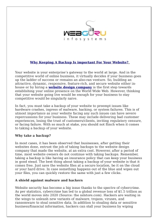Why Keeping A Backup Is important For Your Website?