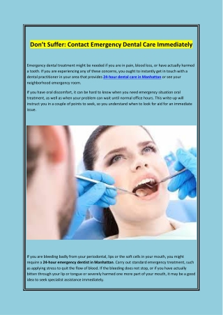 Don’t Suffer: Contact Emergency Dental Care Immediately