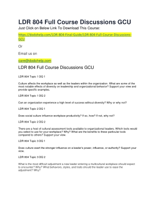 LDR 804 Full Course Discussions GCU