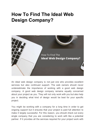 How To Find The Ideal Web Design Company?