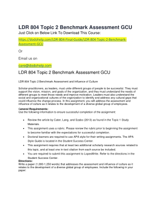 LDR 804 Topic 2 Benchmark Assessment GCU