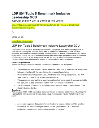 LDR 804 Topic 5 Benchmark Inclusive Leadership GCU