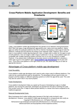 Cross-Platform Mobile Application Development- Benefits and Drawbacks