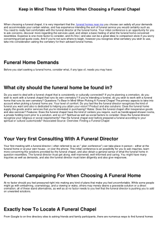 Keep in Mind These 10 Things When Picking a Funeral Home