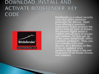 bitdefender.com/activate |INSTALL BITDEFENDER  KEY CODE