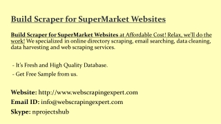 Build Scraper for SuperMarket Websites