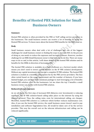 Benefits of Hosted PBX Solution for Small Business Owners