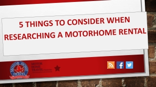5 Things to Consider When Researching a Motorhome Rental