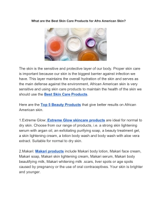 What are the 5 Best Skin Care Products for Afro American Skin?
