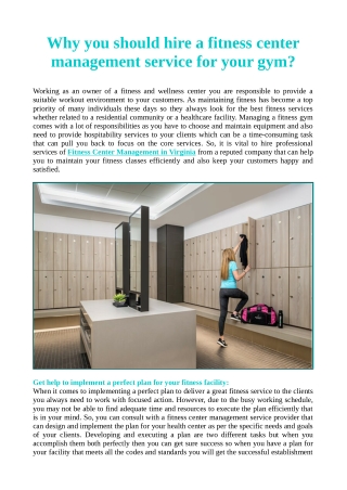 Why you should hire a fitness center management service for your gym?