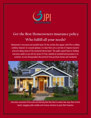 Get the Best Homeowners insurance policy