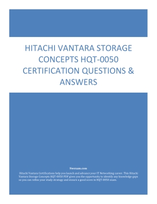 Hitachi Vantara Storage Concepts HQT-0050 Certification Questions & Answers