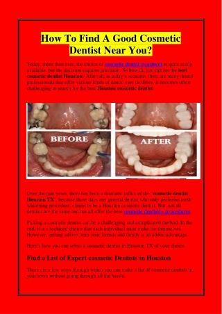 How To Find A Good Cosmetic Dentist Near You?