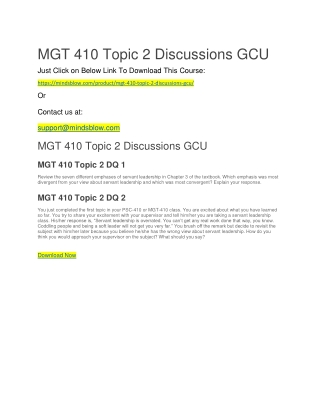 MGT 410 Topic 2 Discussions GCU