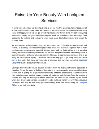 Raise Up Your Beauty With Lookplex Services