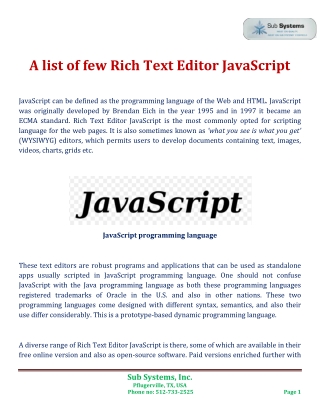 A list of few Rich Text Editor JavaScript