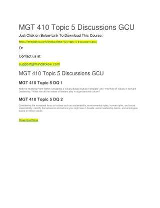 MGT 410 Topic 5 Discussions GCU