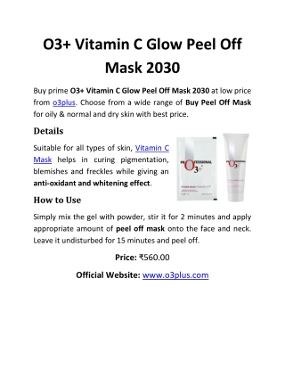 O3  Vitamin C Glow Peel Off Mask 2030