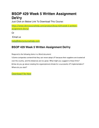 BSOP 429 Week 5 Written Assignment DeVry