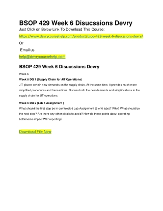 BSOP 429 Week 6 Disucssions Devry