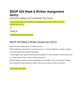 BSOP 429 Week 6 Written Assignment DeVry