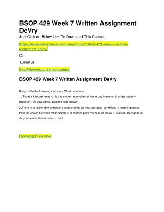 BSOP 429 Week 7 Written Assignment DeVry