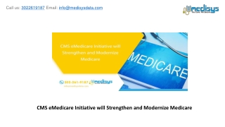CMS eMedicare Initiative will Strengthen and Modernize Medicare