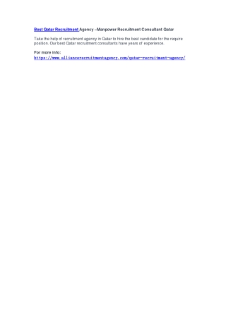 Best Qatar Recruitment Agency –Manpower Recruitment Consultant Qatar