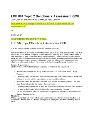 LDR 804 Topic 2 Benchmark Assessment GCU