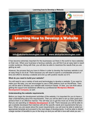 Learning how to Develop a Website