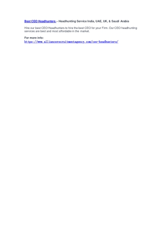 Best CEO Headhunters – Headhunting Service India, UAE, UK, & Saudi Arabia