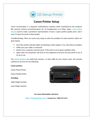 Canon Printer Setup